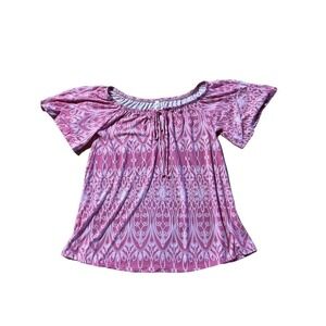 Emerald Women's Pink/White floral pattern blouse Size Small.